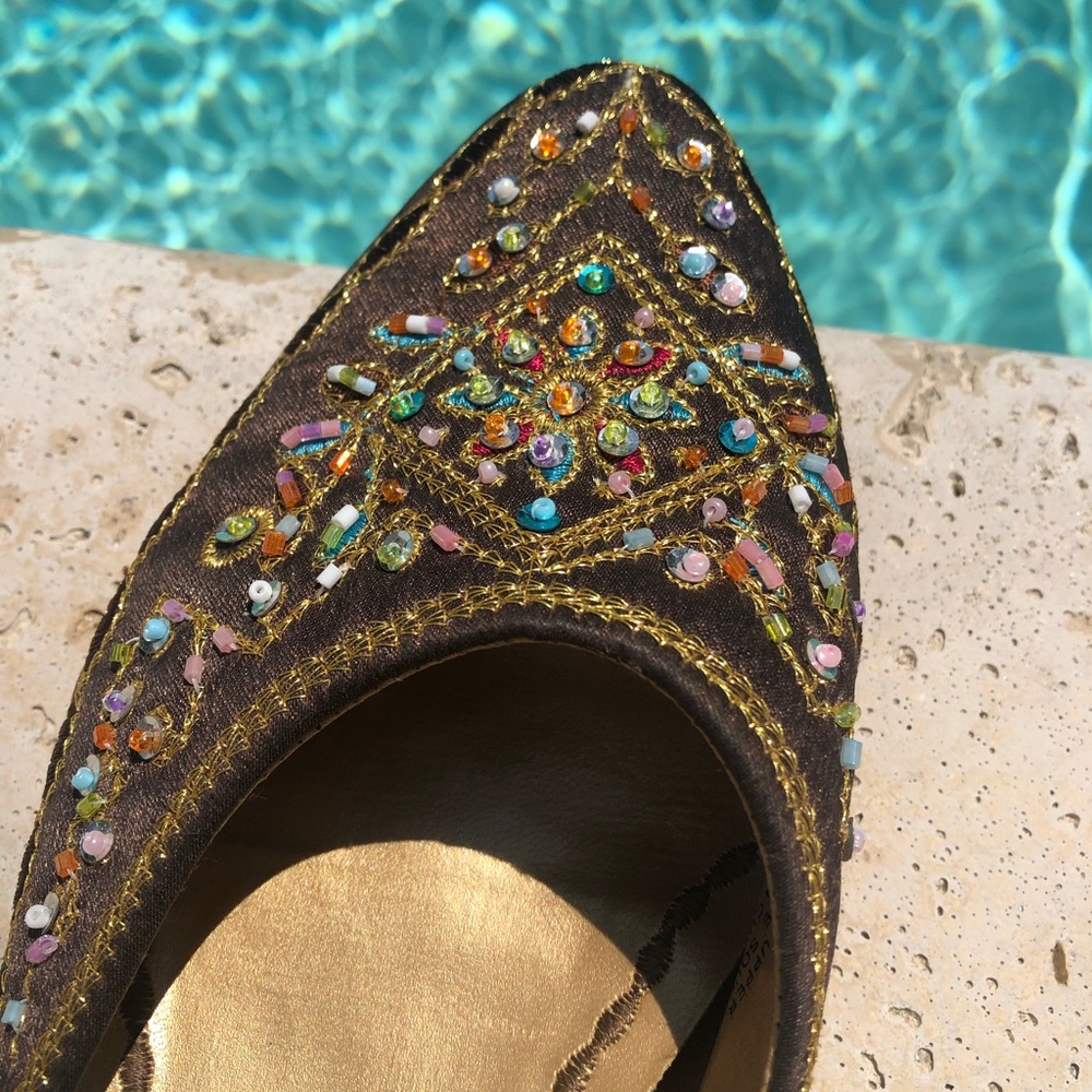 Coconuts Slide with kitten heel beautifully beaded